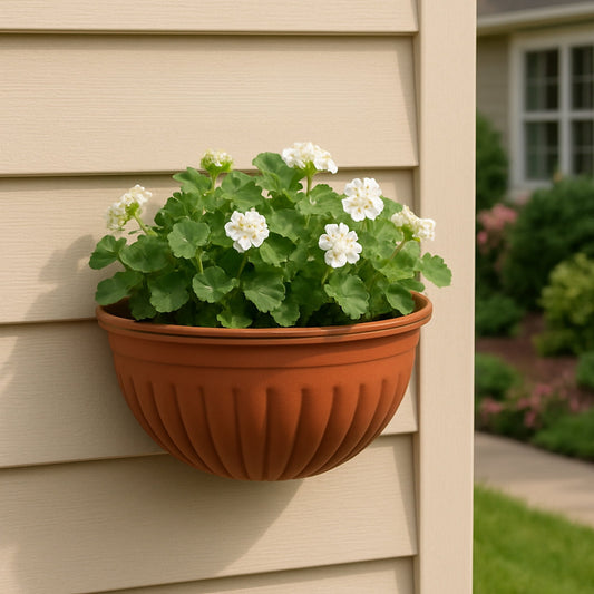 Semi-Circle Wall Planter in Brown Plastic, 5.31 x 2.75 in, Fence and Railing Mount - Image 2