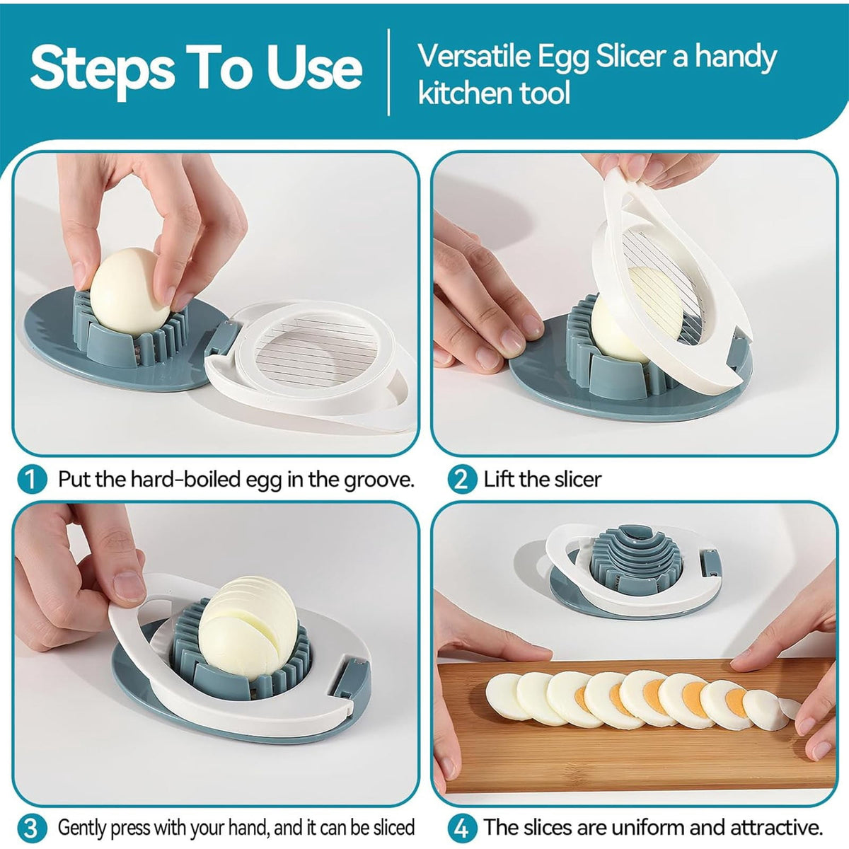 Egg and Soft Fruit Slicer with Stainless Wires, Blue, 4 Pack - Image 6