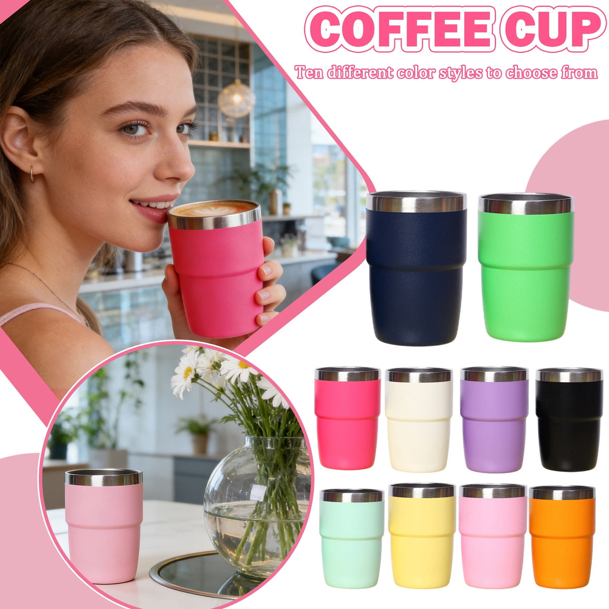 Insulated Coffee Mug with Leak-Proof Lid, Double-Wall Stainless Steel - Image 4