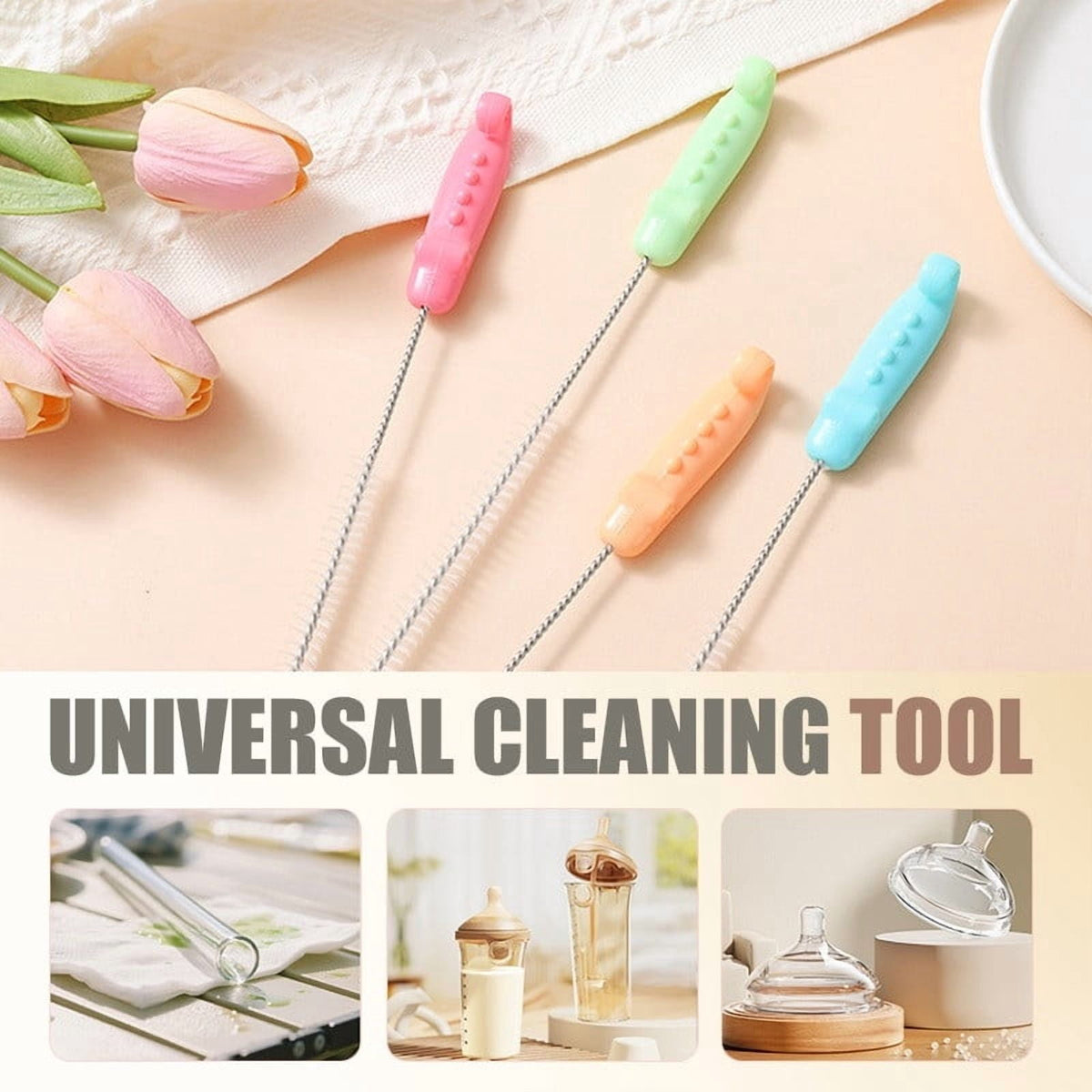 Extra-Long Straw Cleaning Brush with Bendable Steel Core, Blue - Image 6