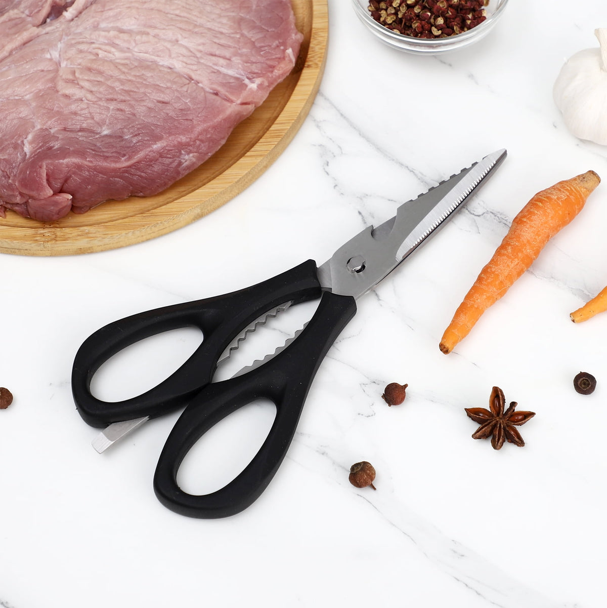 Kitchen Shears with Bottle Opener and Can Lifter, 8.75 Inch Stainless Steel - Image 4
