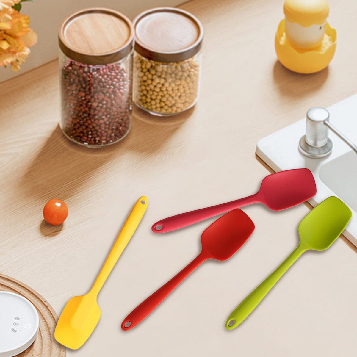 Silicone Spoon Spatula Set of 4, 8 Inch Seamless One-Piece Design - Image 6