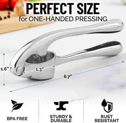Stainless Steel Garlic Press and Mincer with Easy-Squeeze Handle - Image 5