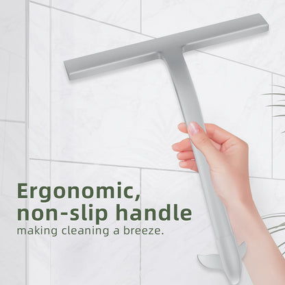 Silicone Shower Squeegee with Detachable Hook, 8.85 Inch, Grey - Image 4