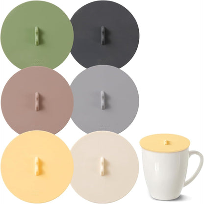 Silicone Mug Lids, 3.9 Inch, Six Colours in the Set