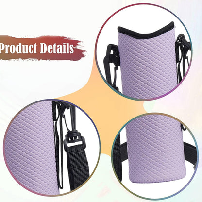 Neoprene Bottle Carrier with Adjustable Crossbody Strap, Light Purple - Image 6
