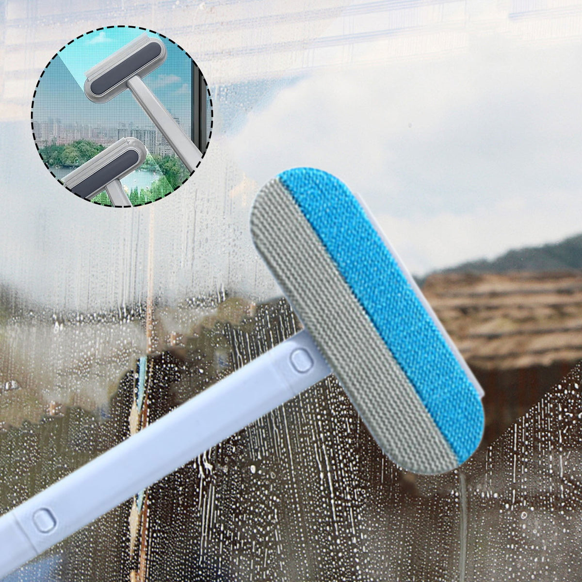 Three-in-One Window Cleaning Kit with Squeegee, Scraper and Brush, 23 to 59 Inch Pole - Image 4