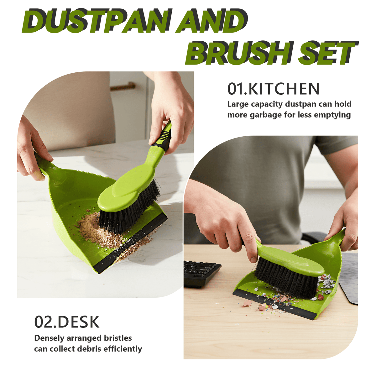 Hand Broom and Dustpan Set with Snap-In Brush, 13.4 Inch - Image 4