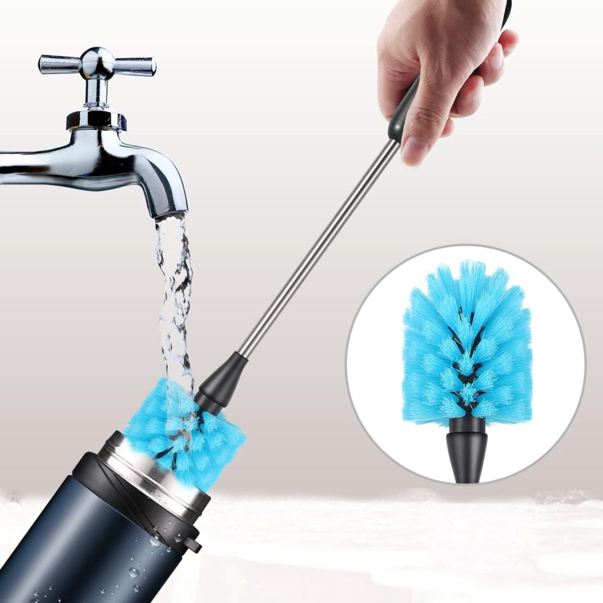 Long-Handled Bottle Brush, 15 Inch Stainless Steel with Soft Bristles - Image 4