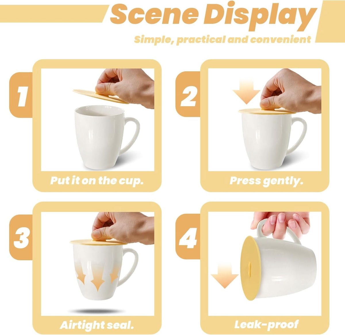 Silicone Mug Lids, 3.9 Inch, Six Colours in the Set - Image 3