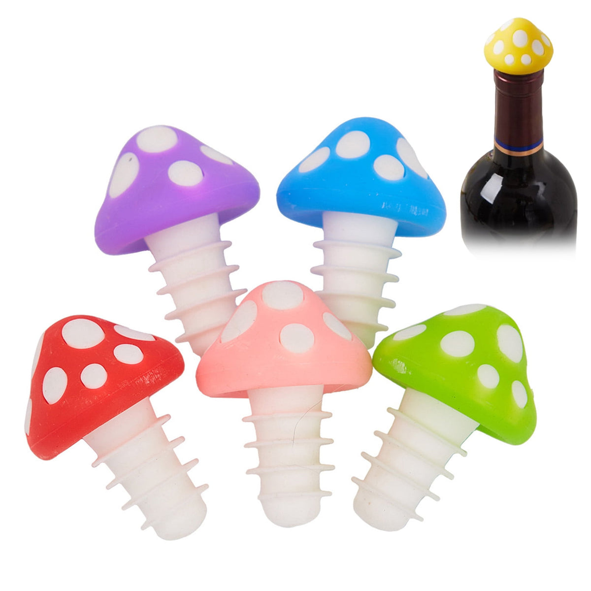 Silicone Bottle Stoppers for Wine and Fizzy Drinks, Seven Colours - Image 5