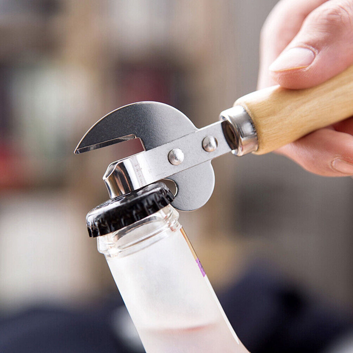 Manual Side-Cut Can Opener with Wooden Handle, 15.4 cm - Image 4