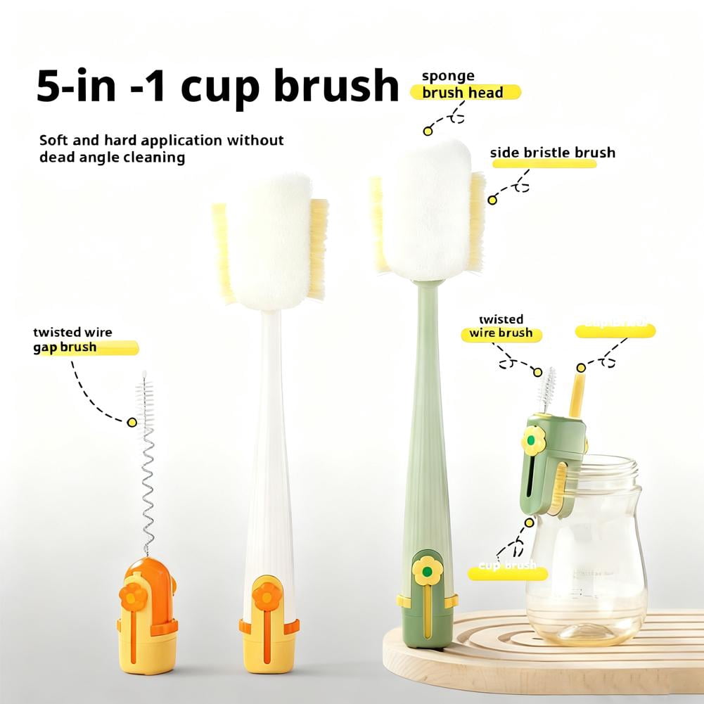 Five-in-One Bottle Cleaning Brush with Straw and Lid Tools - Image 5
