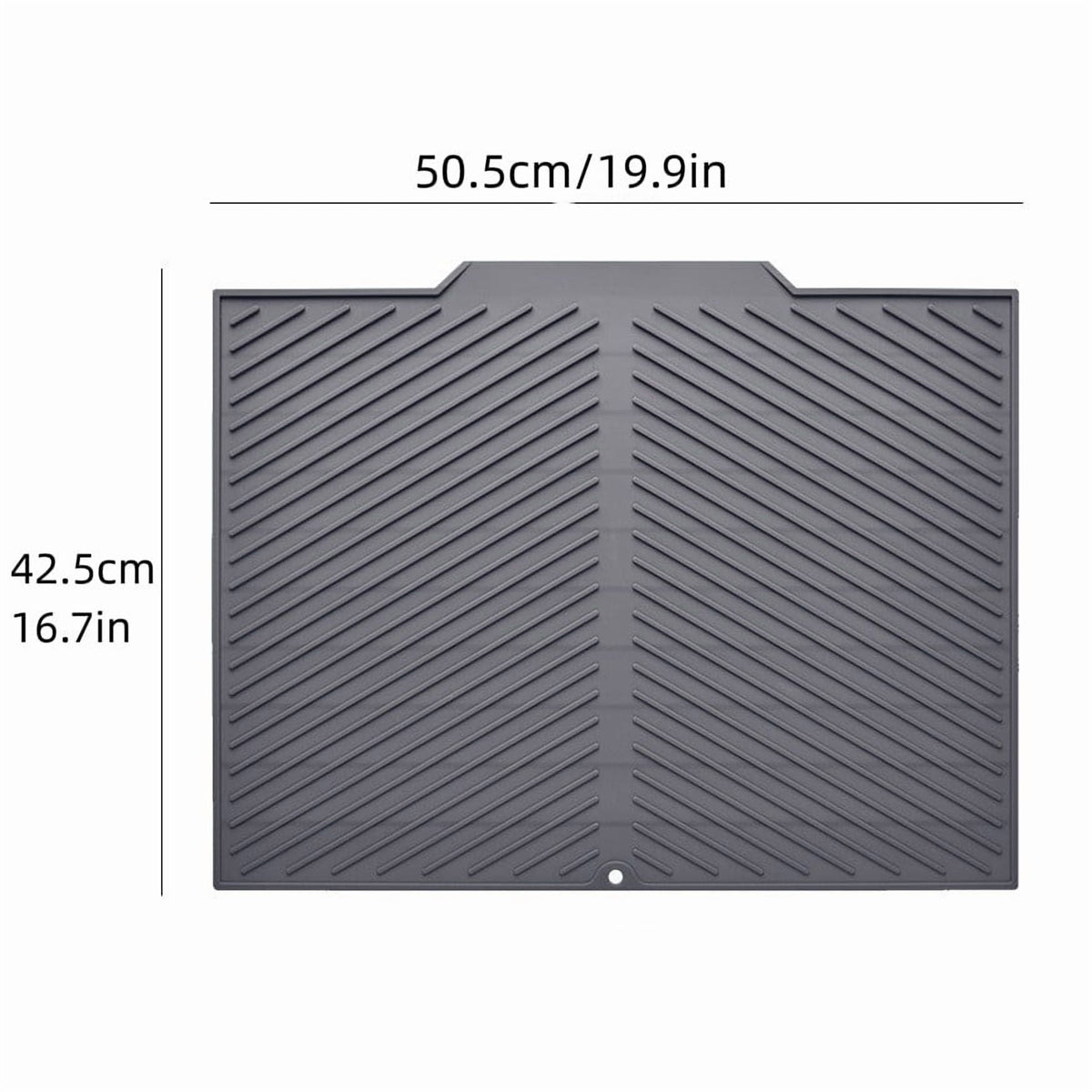 Silicone Dish Drying Mat with Drain Lip, 19.2 x 16.7 Inch, Grey - Image 2