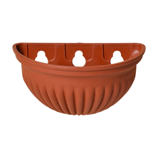 Semi-Circle Wall Planter in Brown Plastic, 5.31 x 2.75 in, Fence and Railing Mount