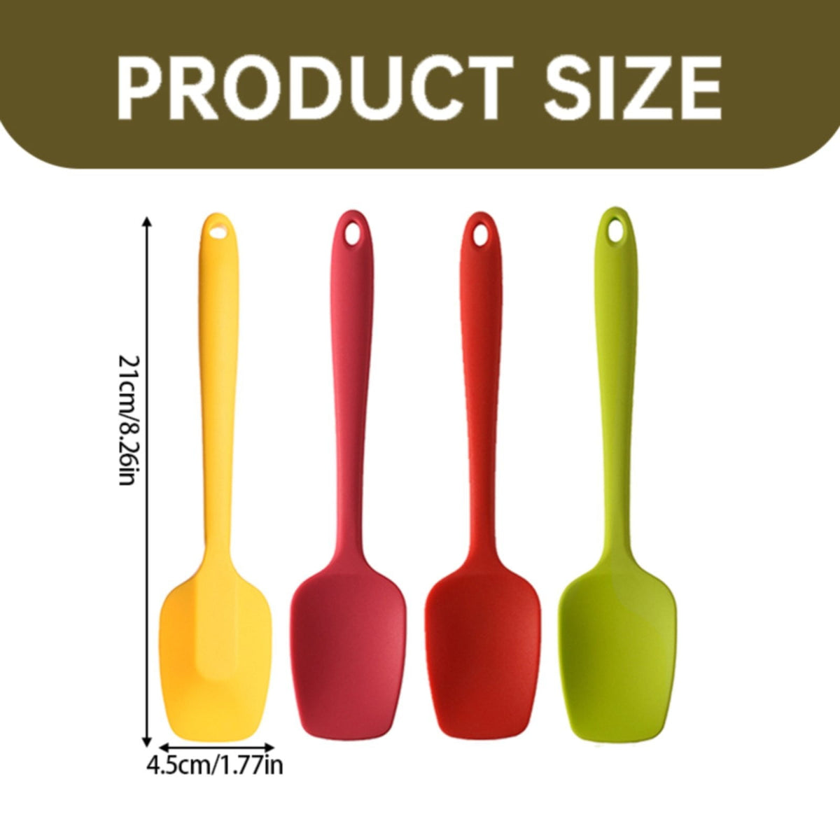 Silicone Spoon Spatula Set of 4, 8 Inch Seamless One-Piece Design - Image 2