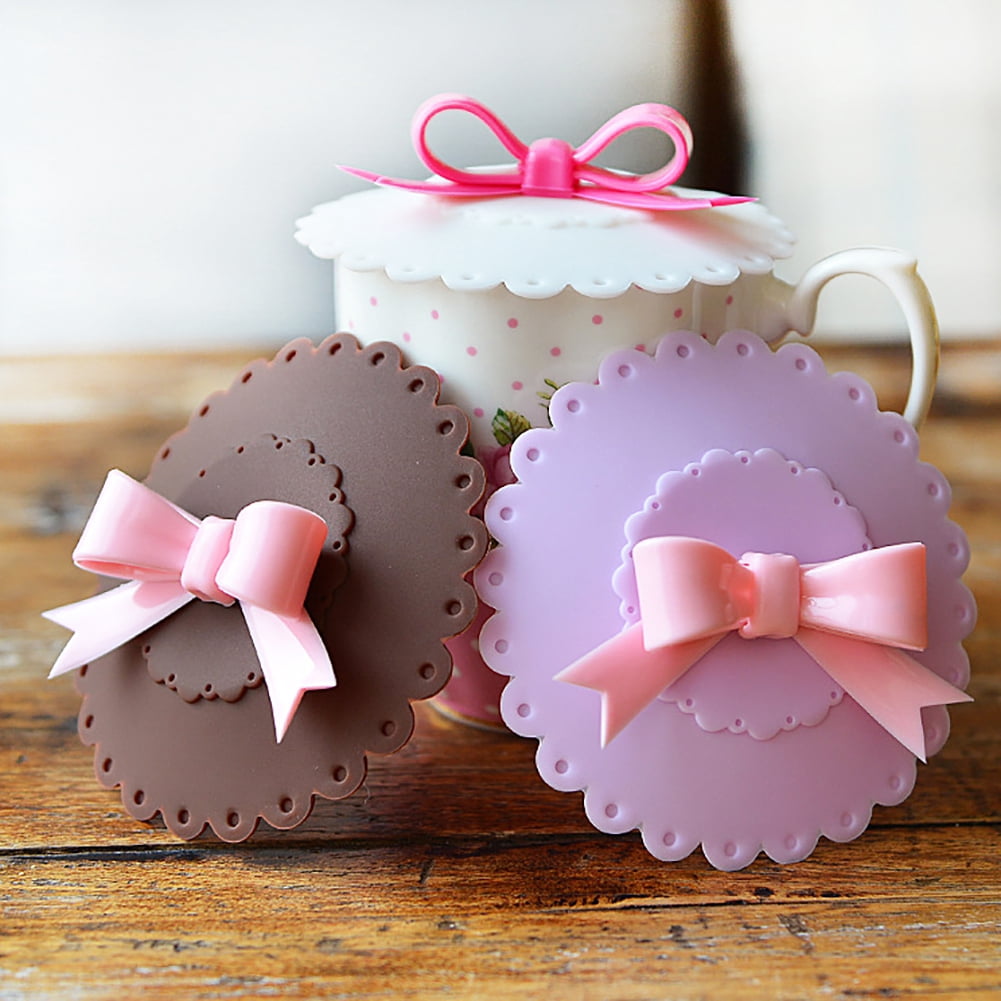 Silicone Cup Covers with Bow Handle, 4.13 Inch Diameter, Pack of 3 - Image 2