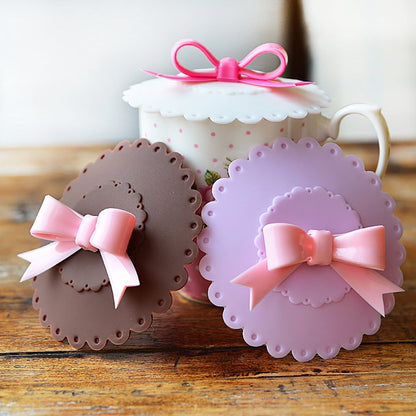 Silicone Cup Covers with Bow Handle, 4.13 Inch Diameter, Pack of 3 - Image 2