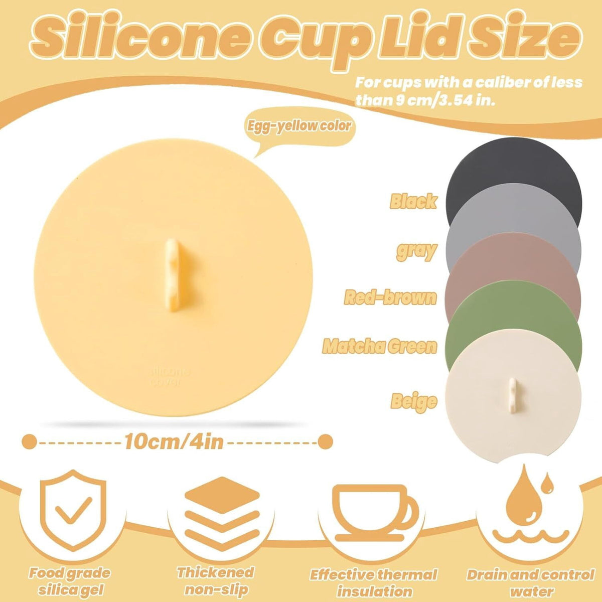 Silicone Mug Lids, 3.9 Inch, Six Colours in the Set - Image 2