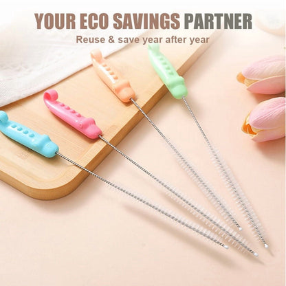 Extra-Long Straw Cleaning Brush with Bendable Steel Core, Blue - Image 3