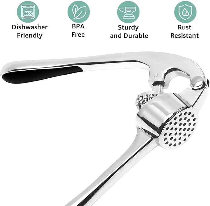 Stainless Steel Garlic Press and Mincer with Easy-Squeeze Handle - Image 6