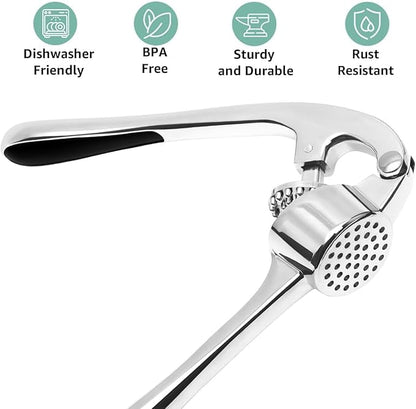 Stainless Steel Garlic Press and Mincer with Easy-Squeeze Handle - Image 6