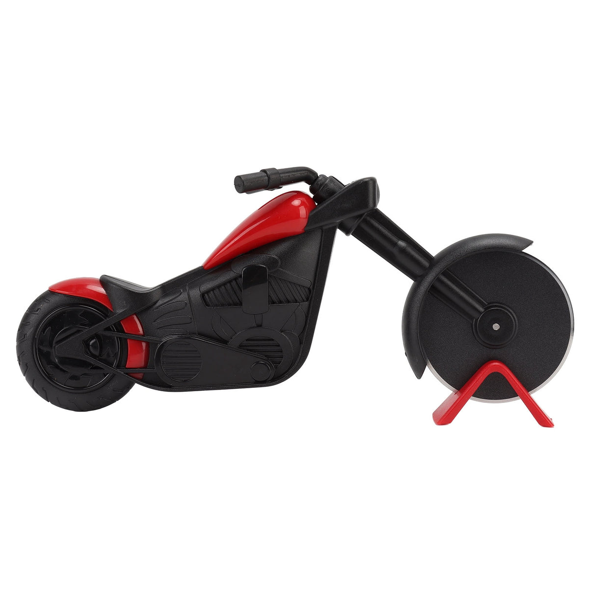 Motorbike-Shaped Pizza Cutter Wheel, Stainless Steel, 8.6 Inch, Red - Image 4