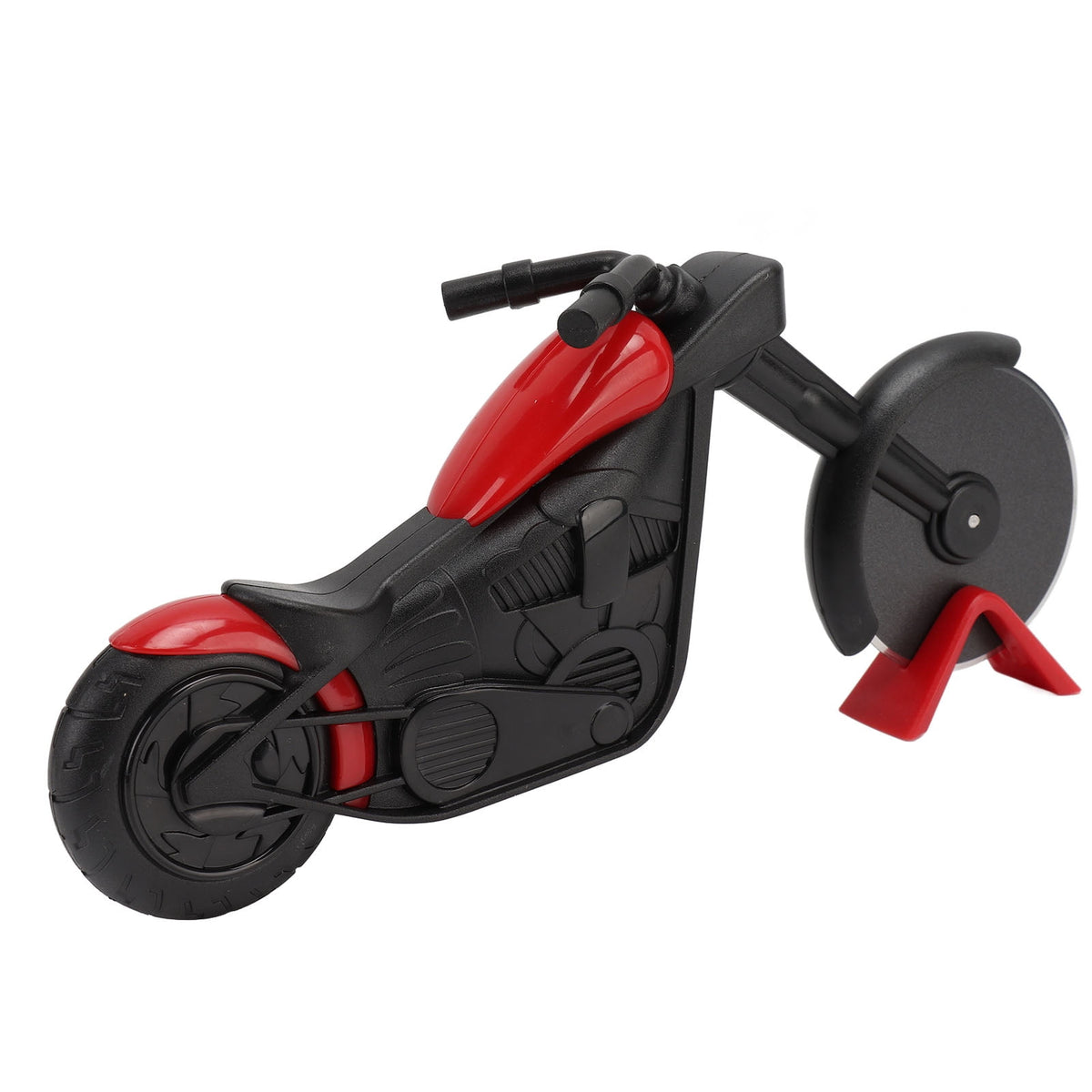 Motorbike-Shaped Pizza Cutter Wheel, Stainless Steel, 8.6 Inch, Red