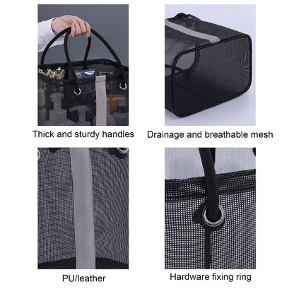 Mesh Shower Caddy Bag with Metal Frame and Carry Handle - Image 4