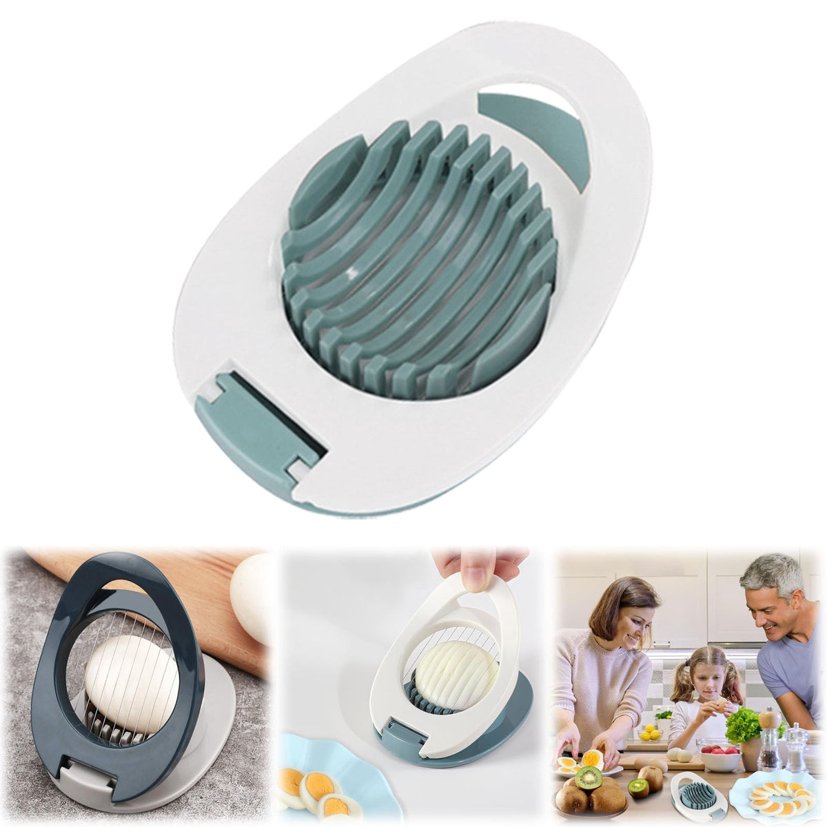 Egg and Soft Fruit Slicer with Stainless Wires, Blue, 4 Pack - Image 2