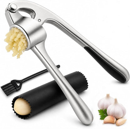 Stainless Steel Garlic Press and Mincer with Easy-Squeeze Handle
