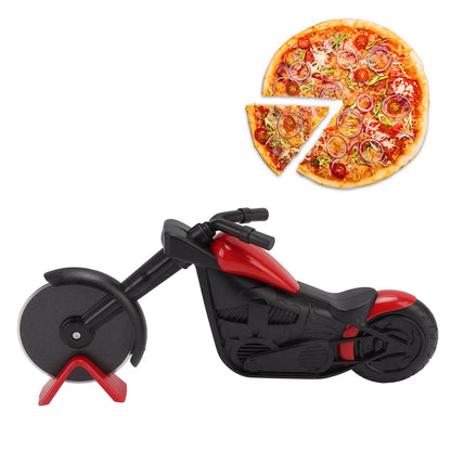 Motorbike-Shaped Pizza Cutter Wheel, Stainless Steel, 8.6 Inch, Red - Image 3