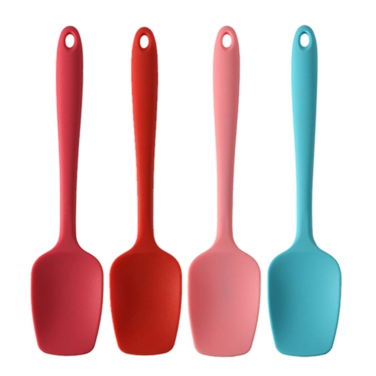 Silicone Spoon Spatula Set of 4, 8 Inch Seamless One-Piece Design