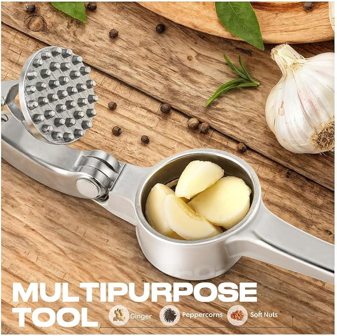 Stainless Steel Garlic Press and Mincer with Easy-Squeeze Handle - Image 4
