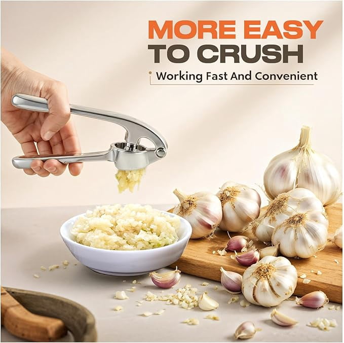 Stainless Steel Garlic Press and Mincer with Easy-Squeeze Handle - Image 2