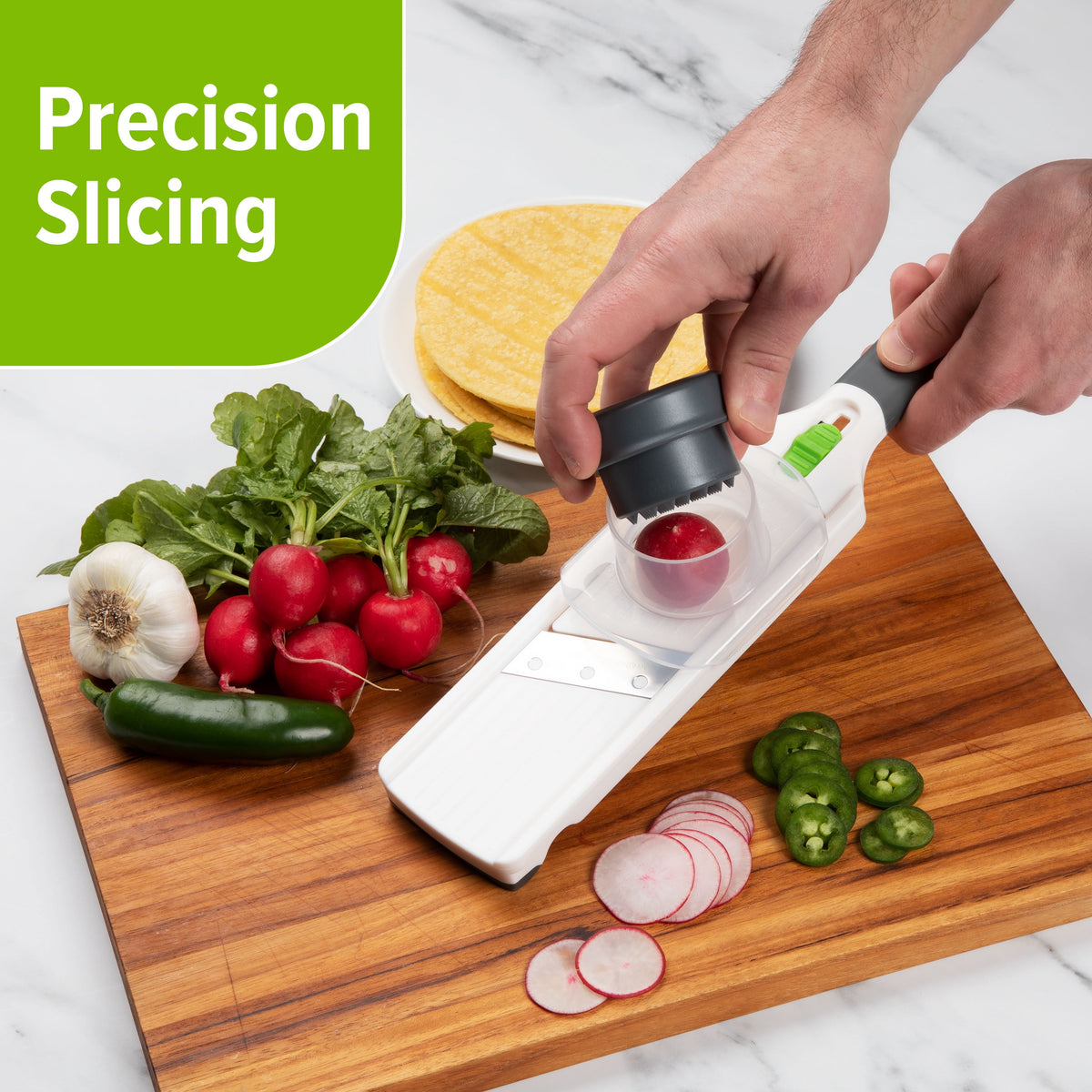 Mini Mandoline Slicer with Adjustable Dial and Safety Guard - Image 2